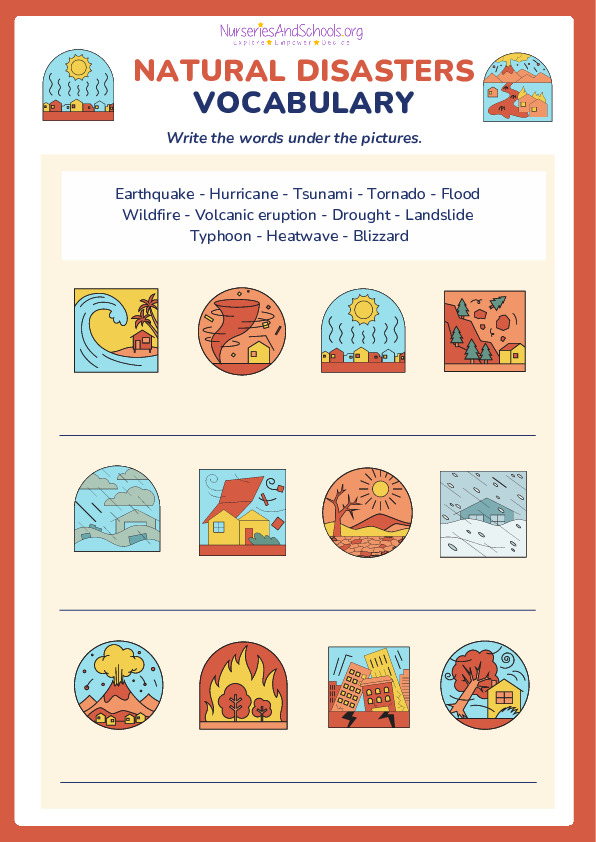 Natural Disaster Vocabulary Words