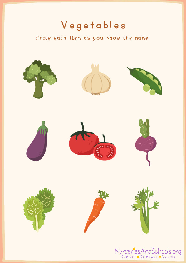 Name of the Vegetables Worksheet