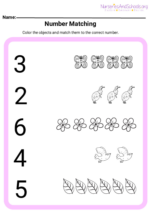 Number matching worksheet