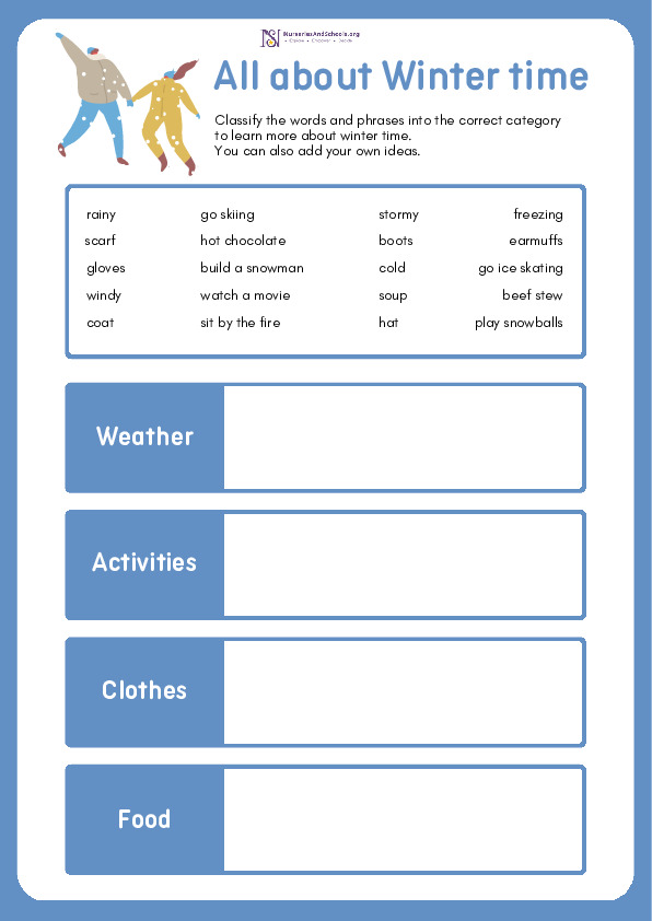 All about winter worksheet