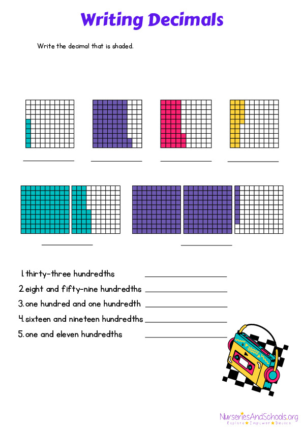 Writing Decimals worksheet