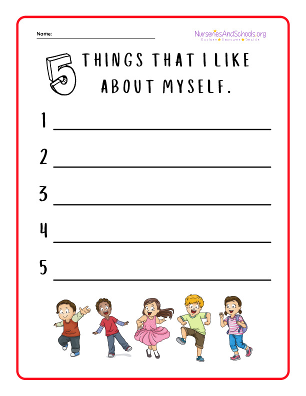 5 Things that I like about myself worksheet