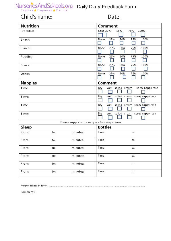 Daily Diary Feedback Form