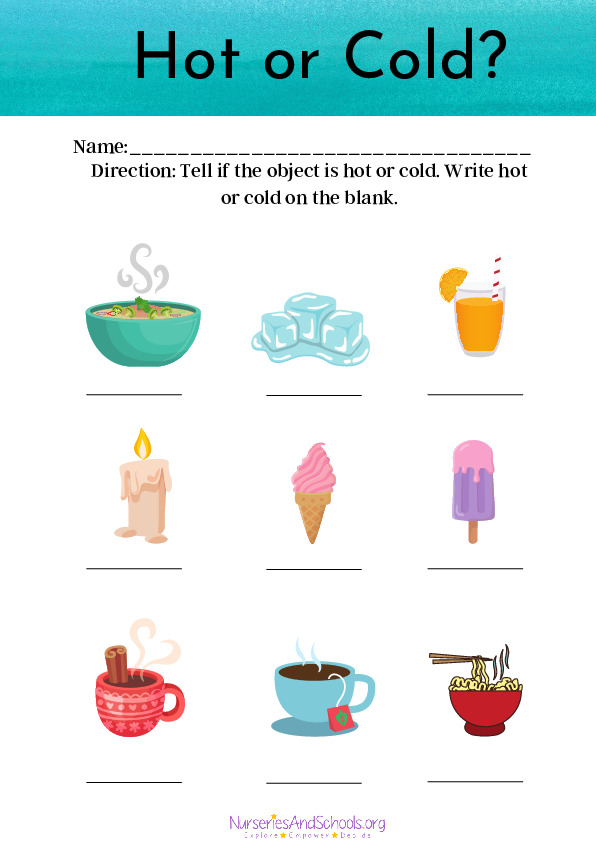illustrative science - hot or cold? worksheet