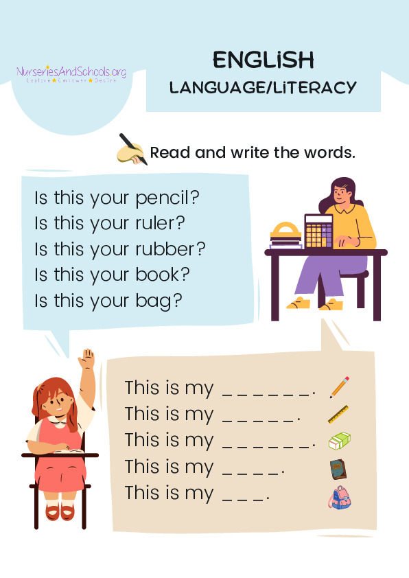 English language/literacy worksheet
