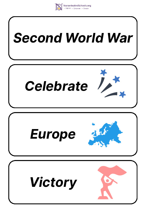 VE Day, 8th May- Word Cards