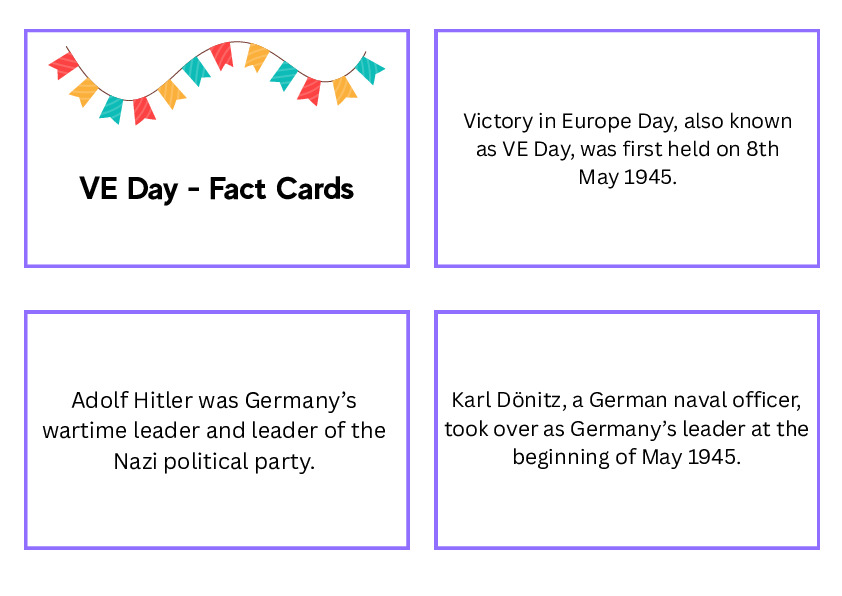 VE Day- Fact Cards