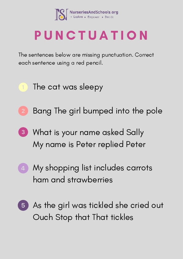 Punctuation- Worksheet