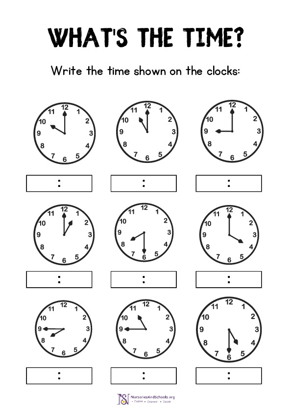 Write the time shown on the clock