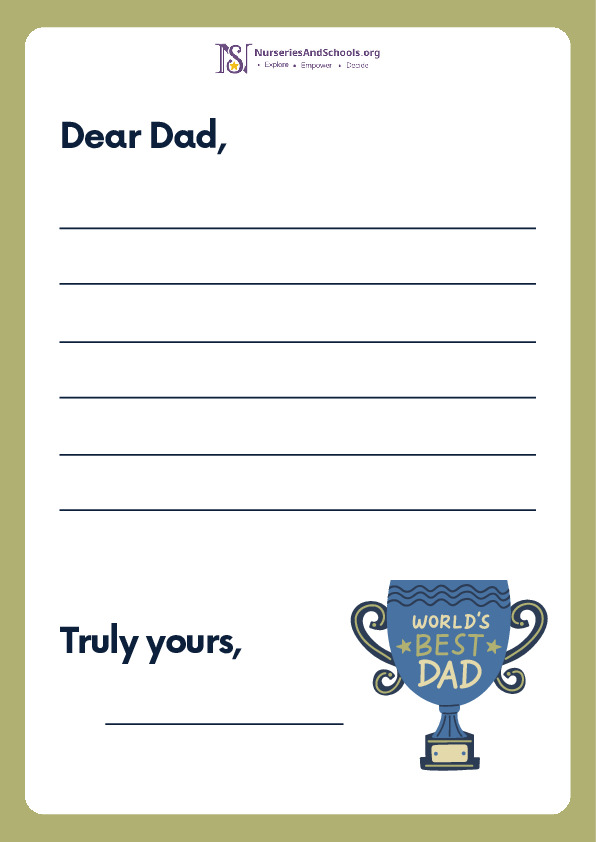 Father's Day- Letter writing worksheet