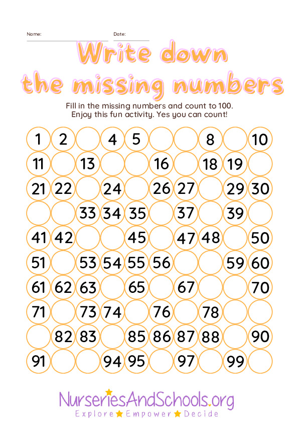 Write the missing numbers
