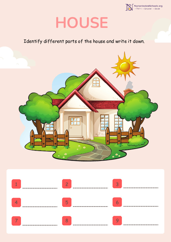 Identify Parts of House- Worksheet