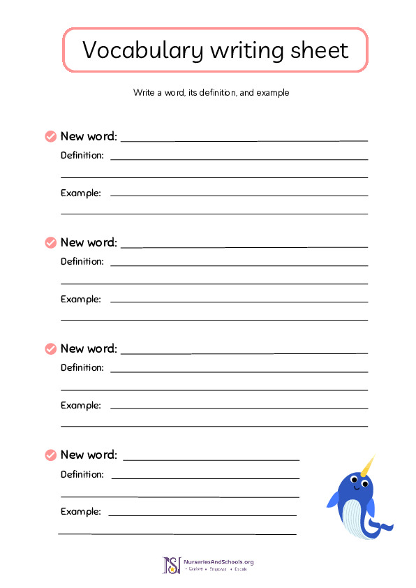 Vocabulary writing activity