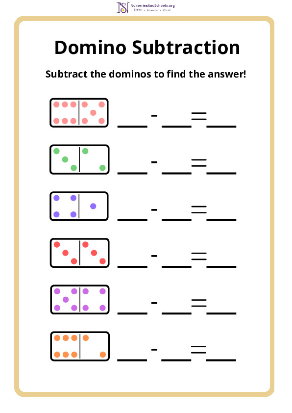 Domino Subtraction Worksheet