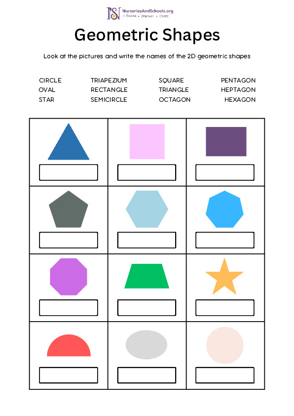 Identify and write Geometric Shapes
