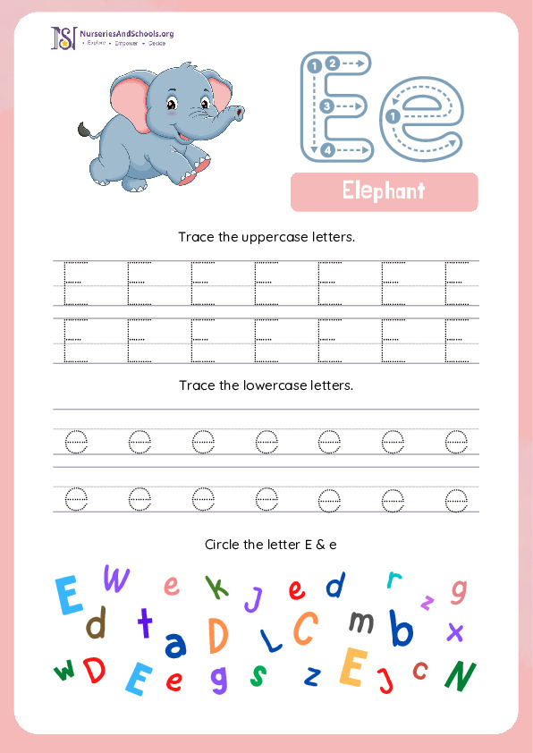 Trace Letter E