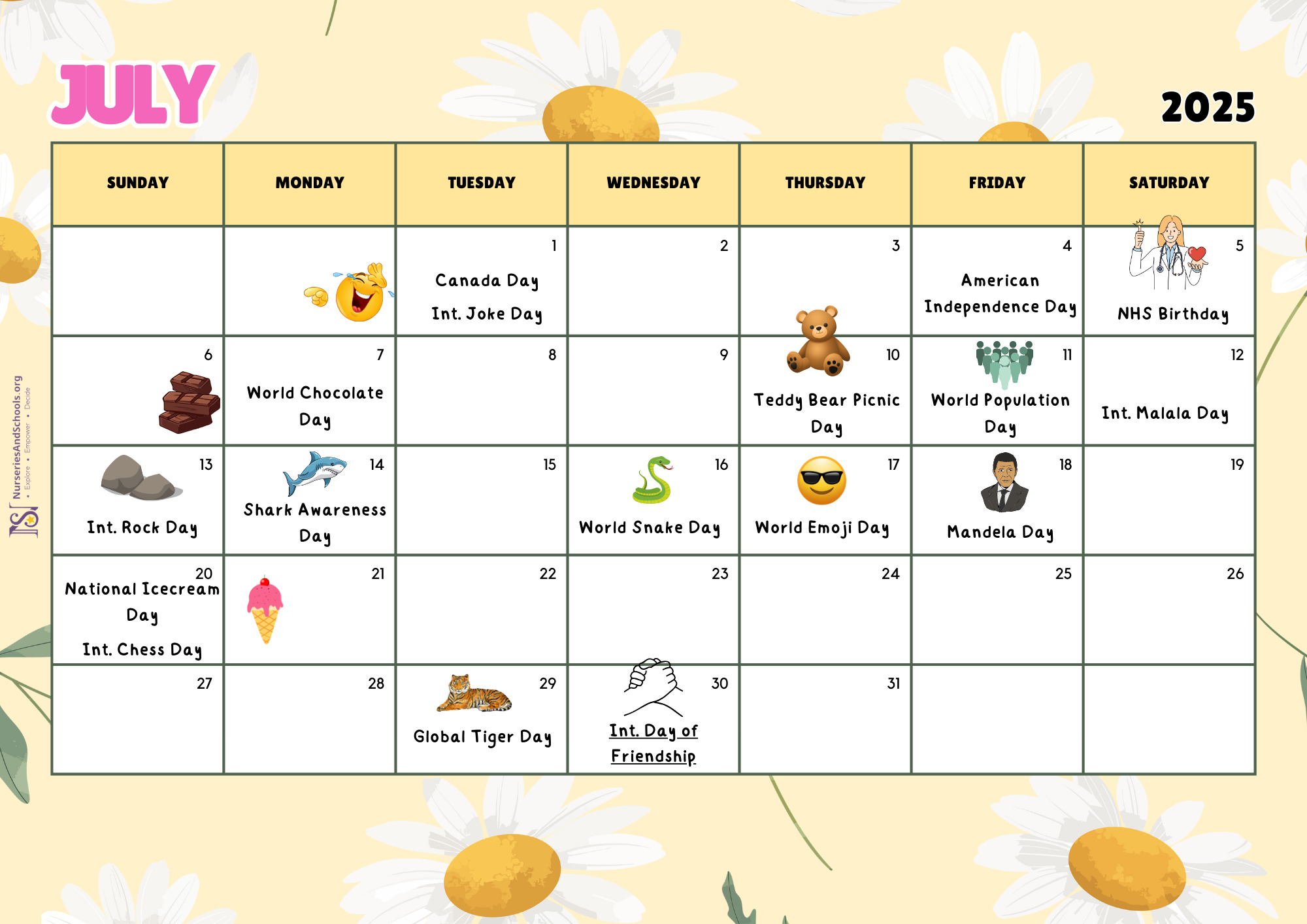 JULY DAYS EVENT CALENDAR 2025