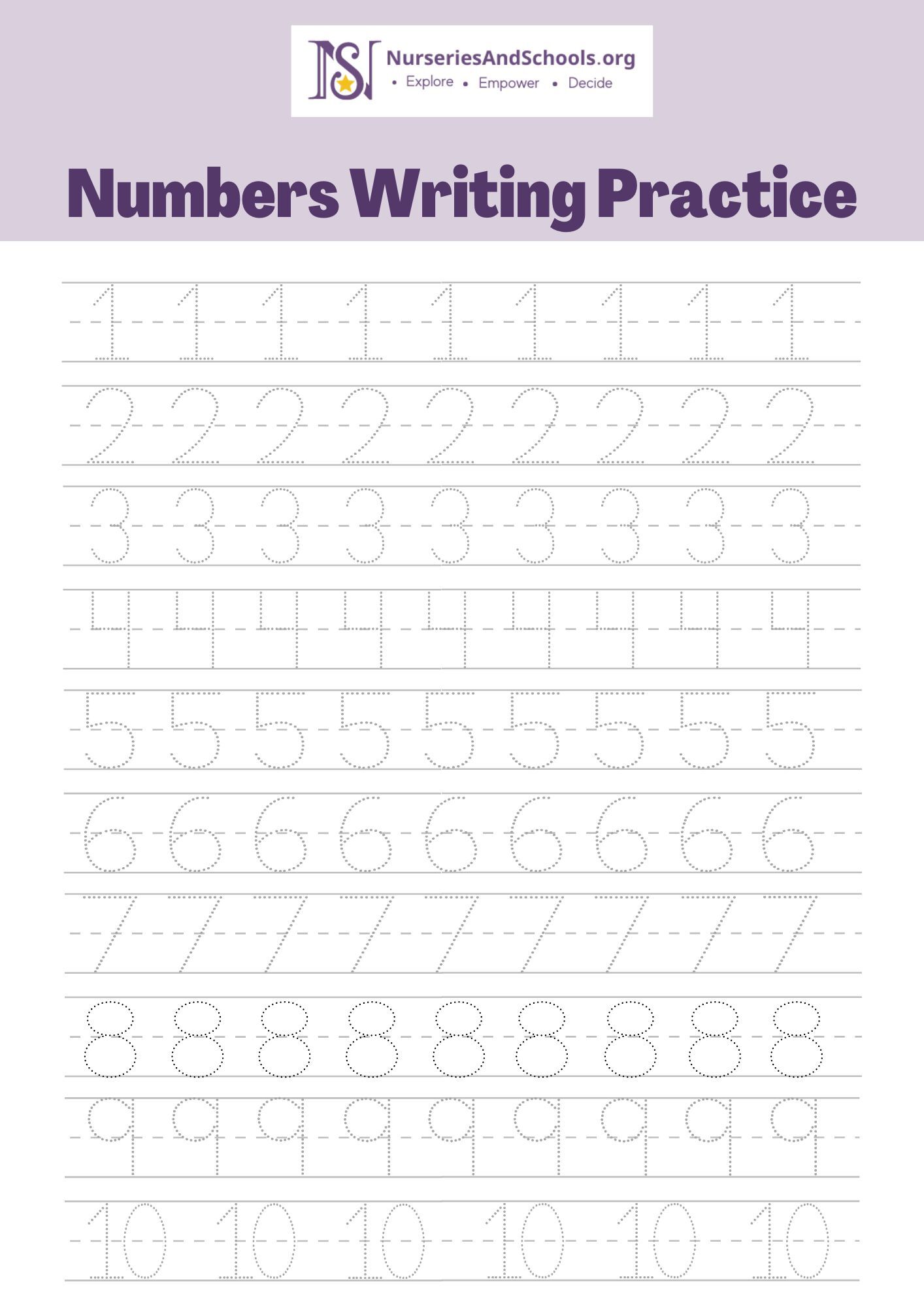 Numbers Writing Practice