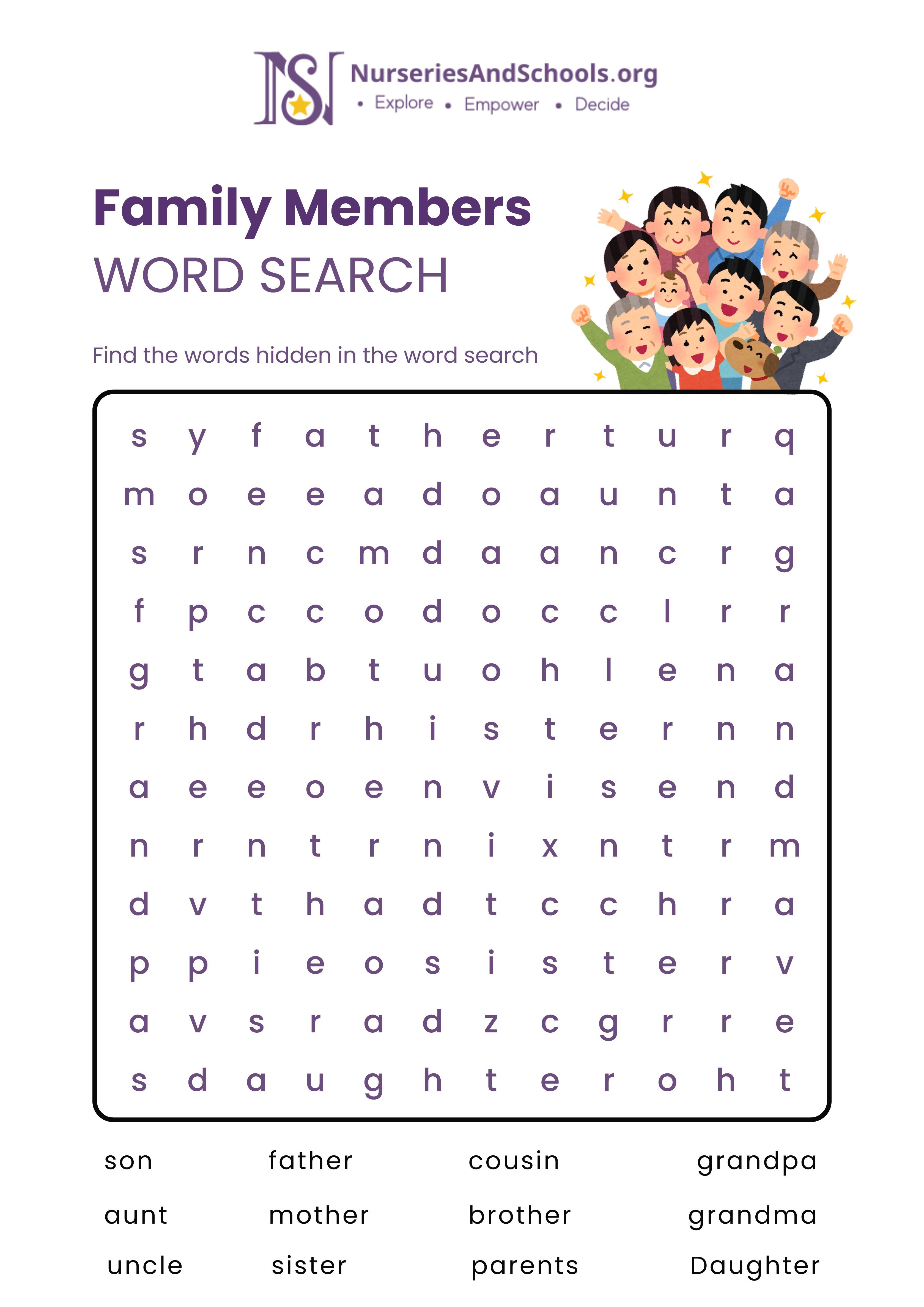 Family Members - Word Search