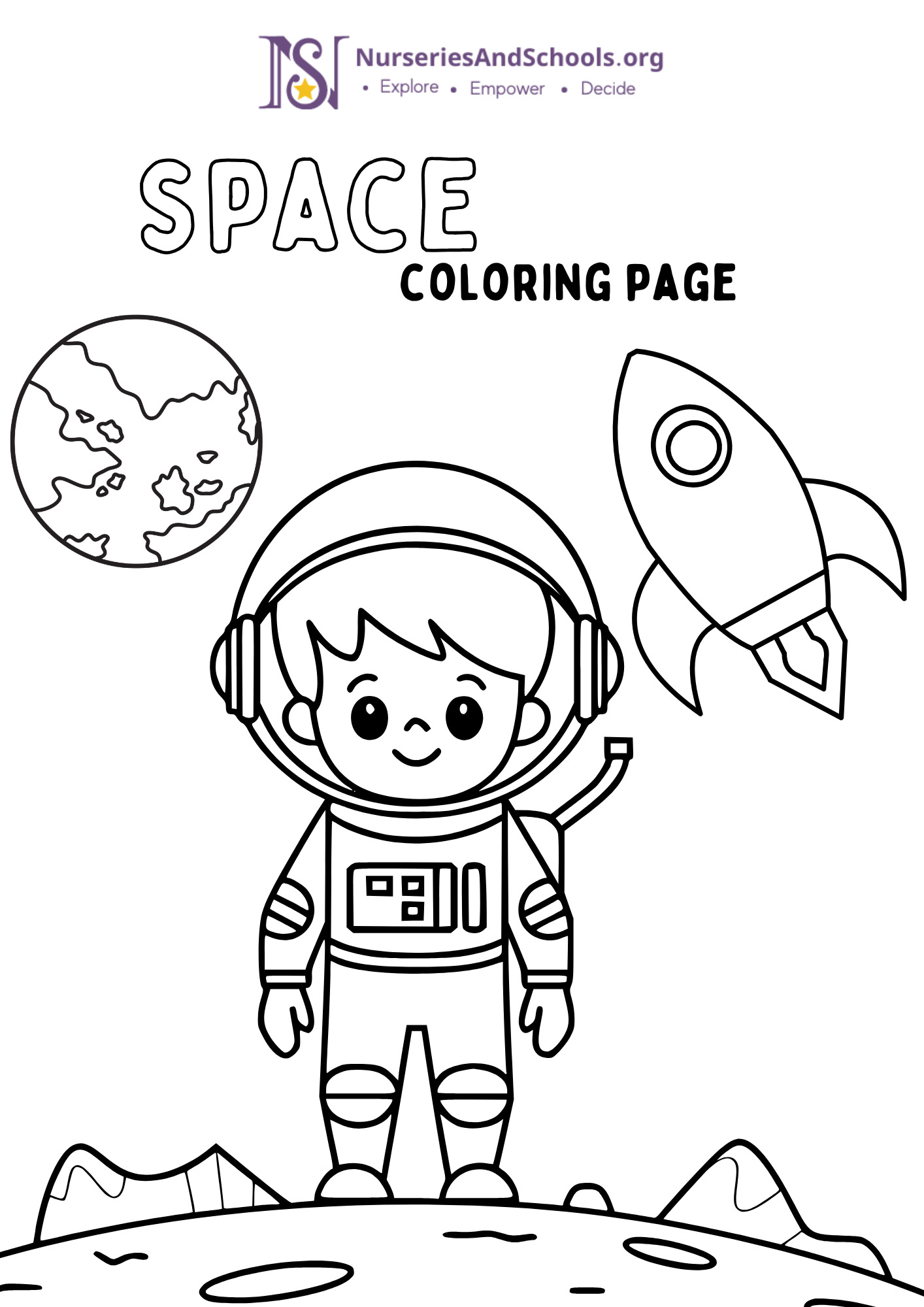 Space coloring page