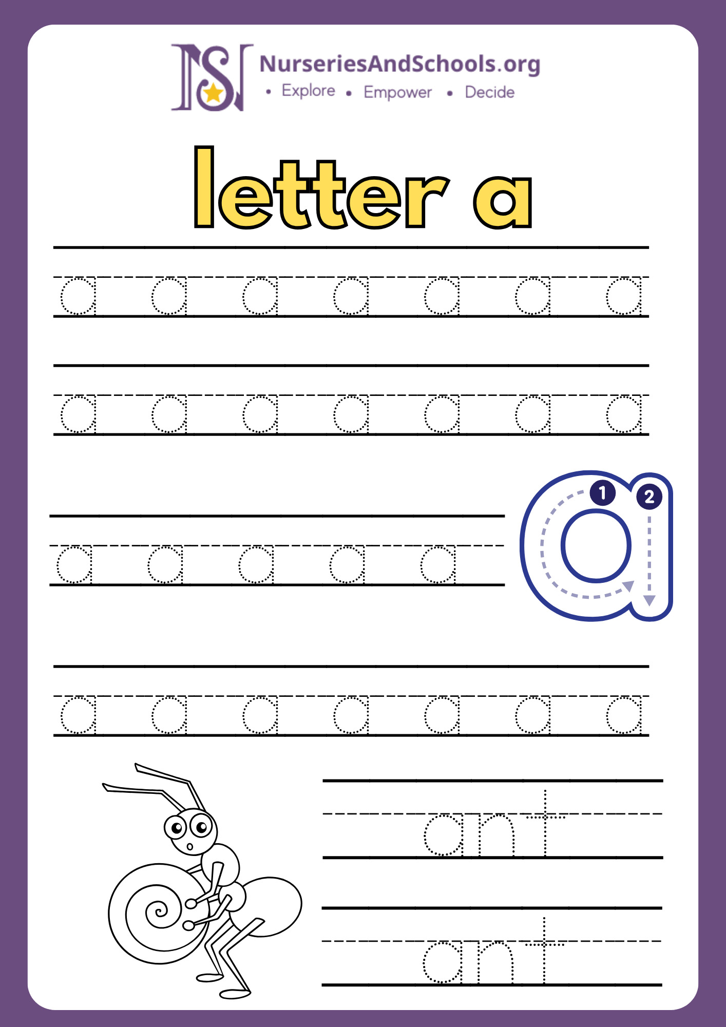 Trace a letter "a"