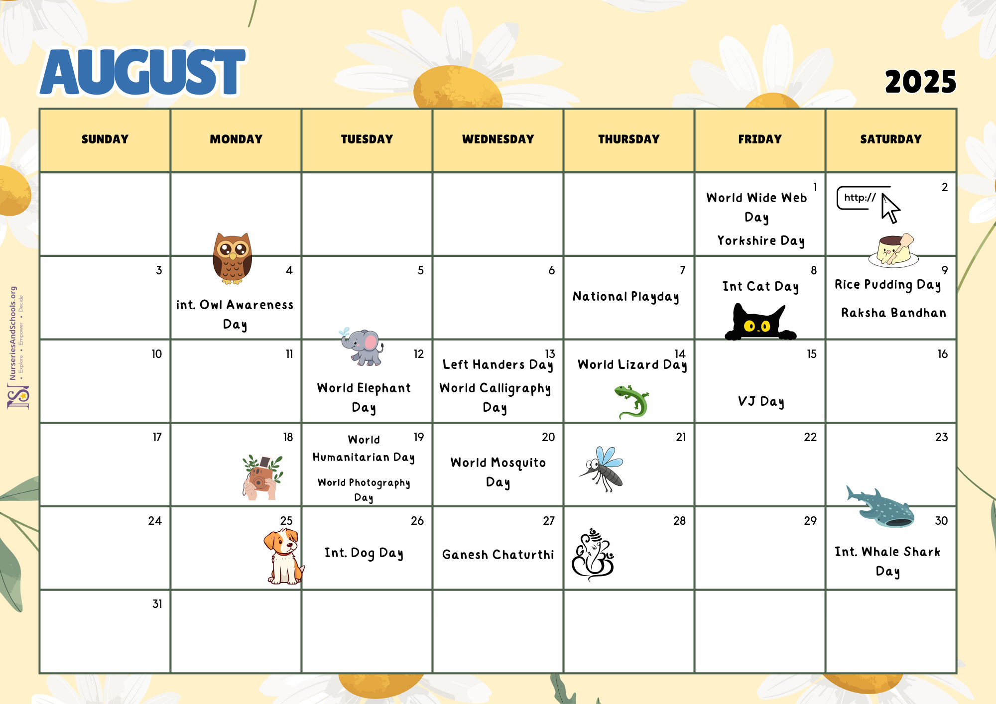 AUGUST CALENDAR