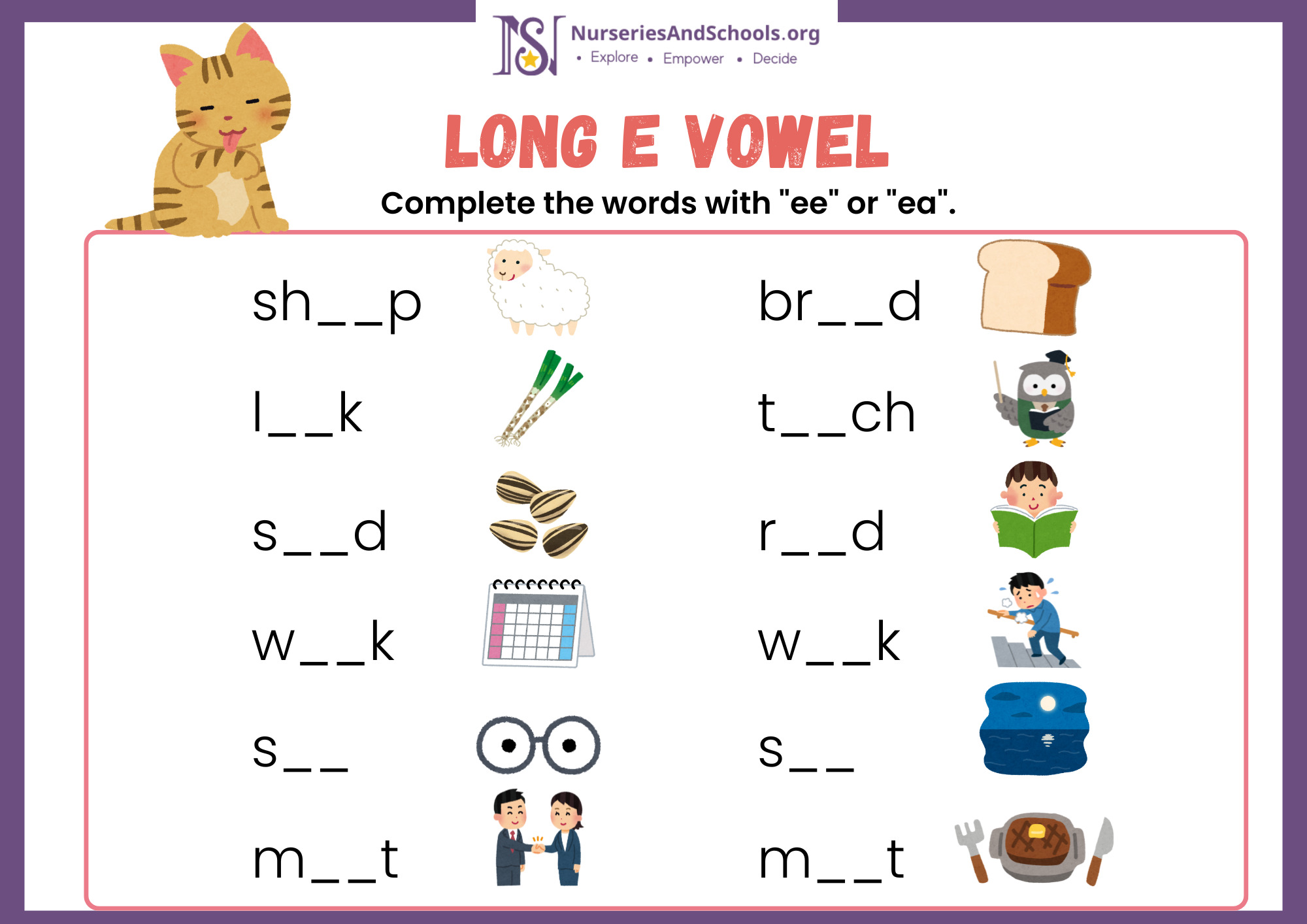 Long e vowel