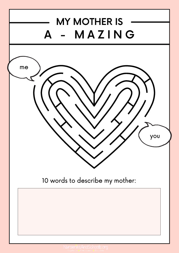 Mother's Day maze worksheet
