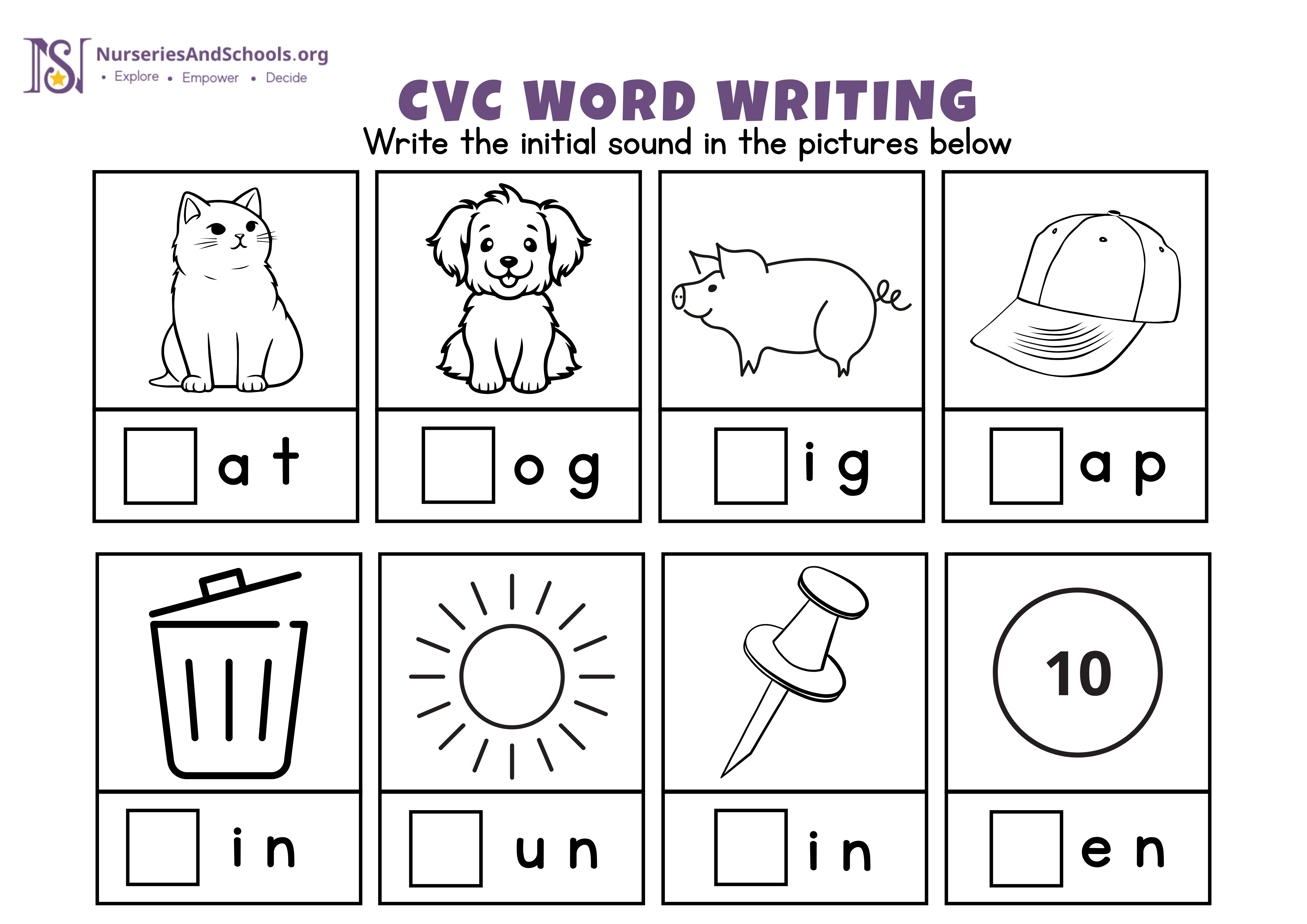cvc word writing
