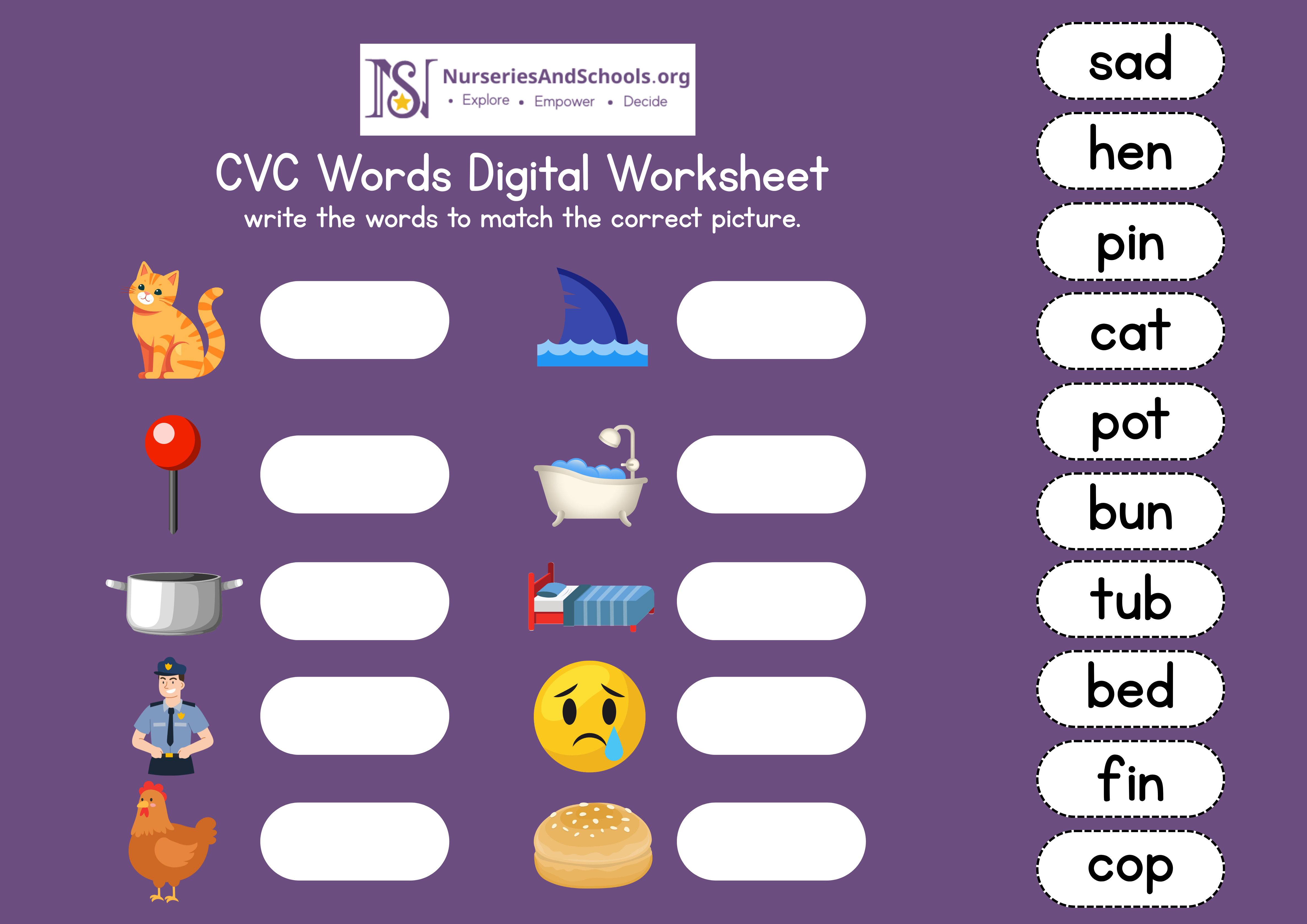 CVC Words Digital Worksheet