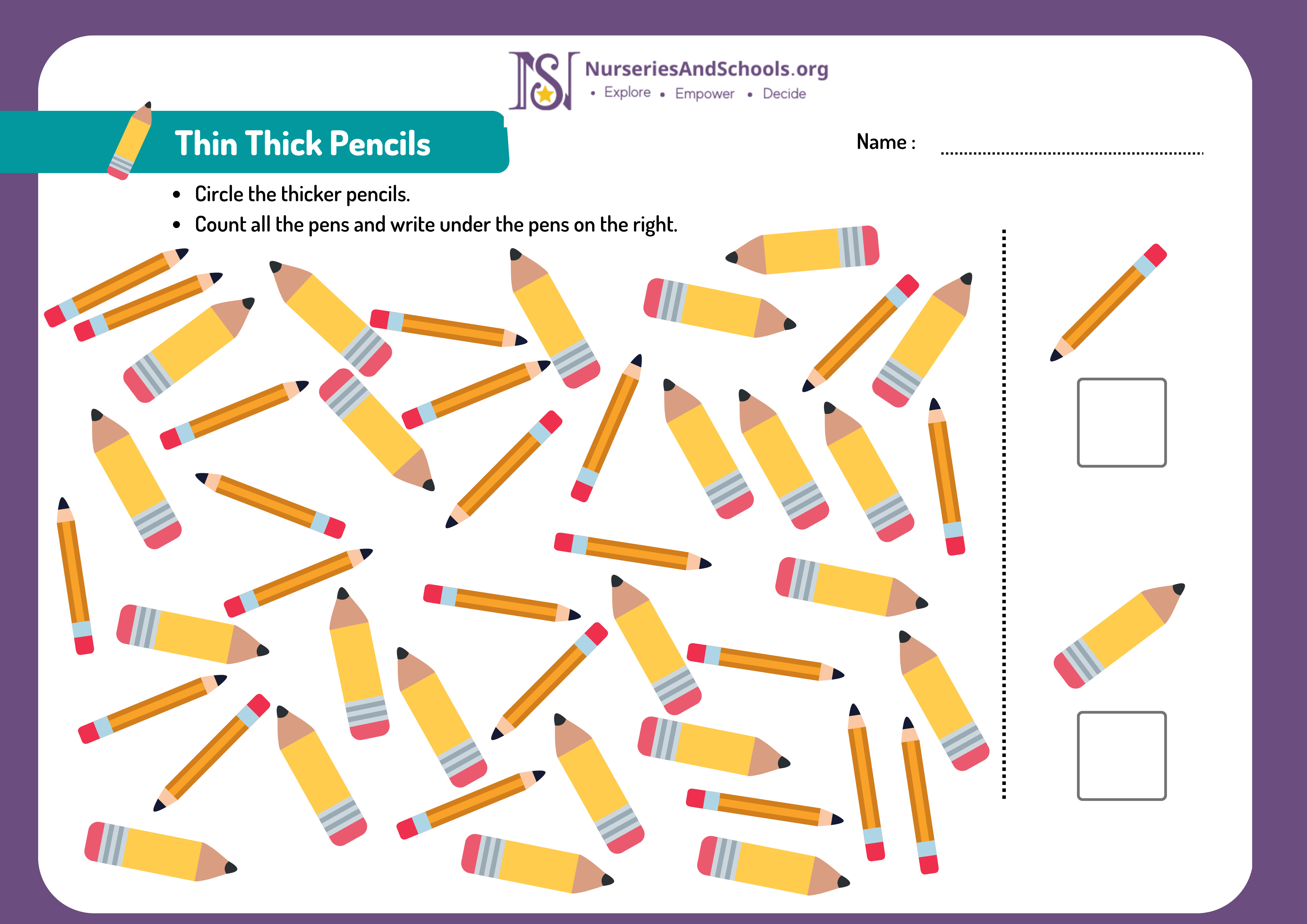 Count Thin Thick Pencils
