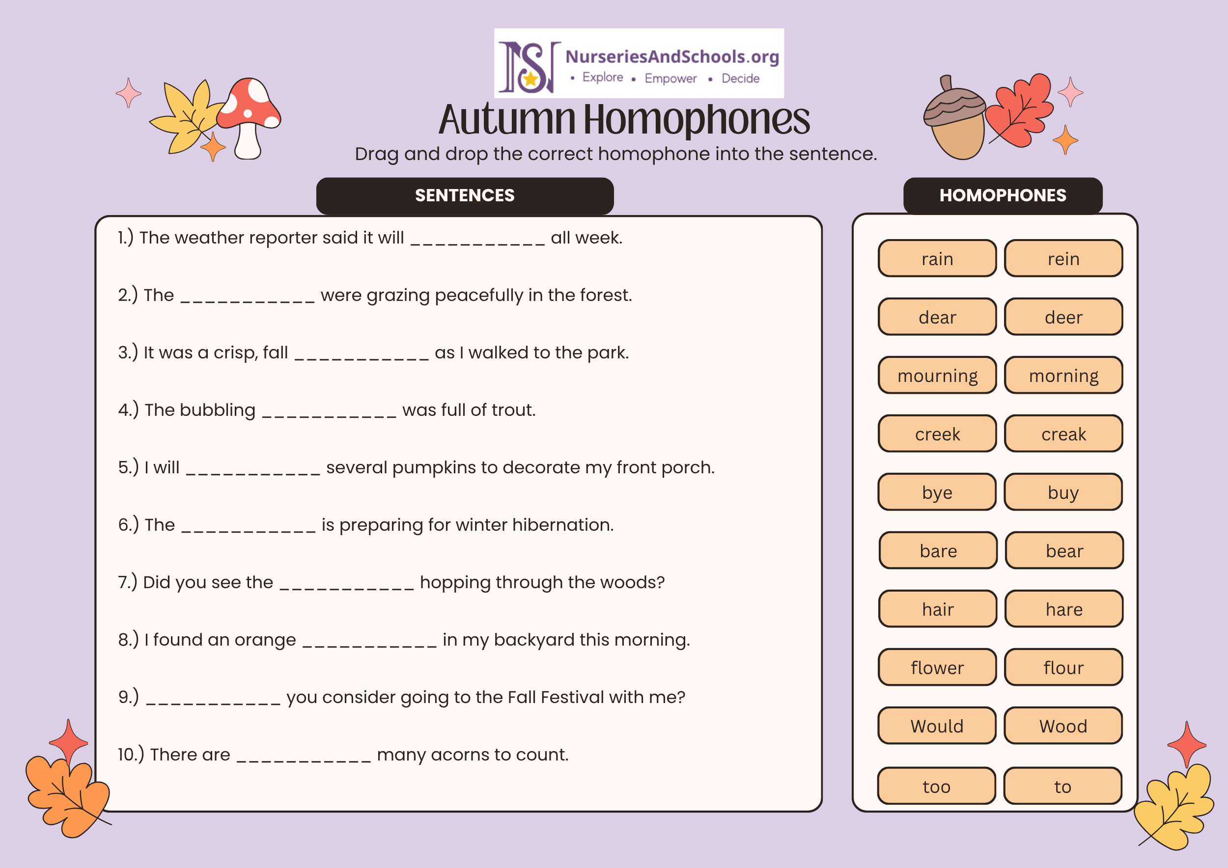 Autumn Homophones