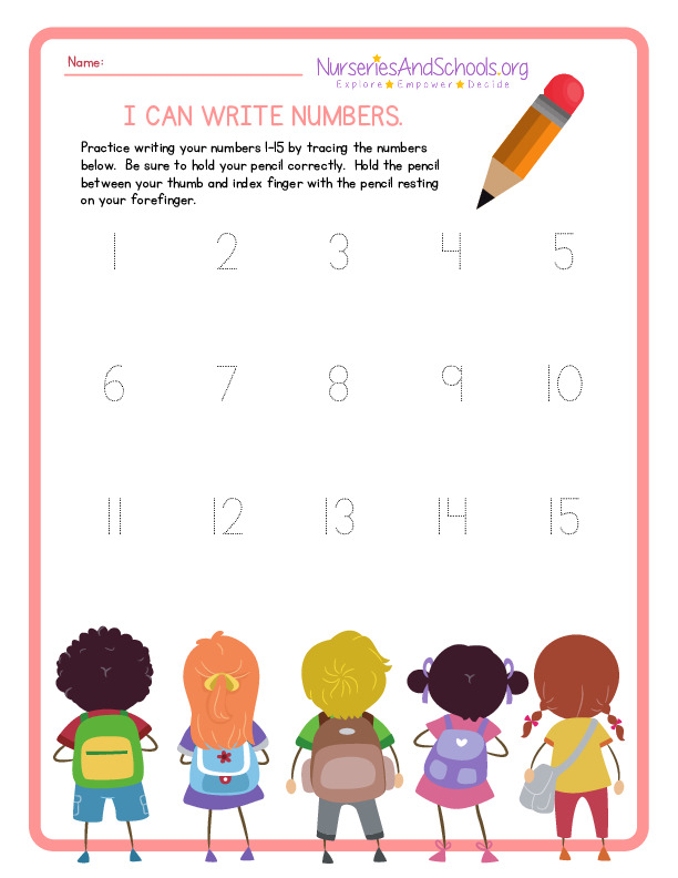 Tracing numbers worksheet