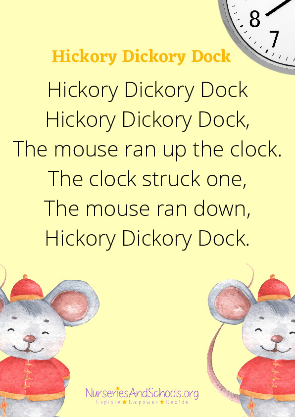 Hickory Dickory Dock poetry worksheet