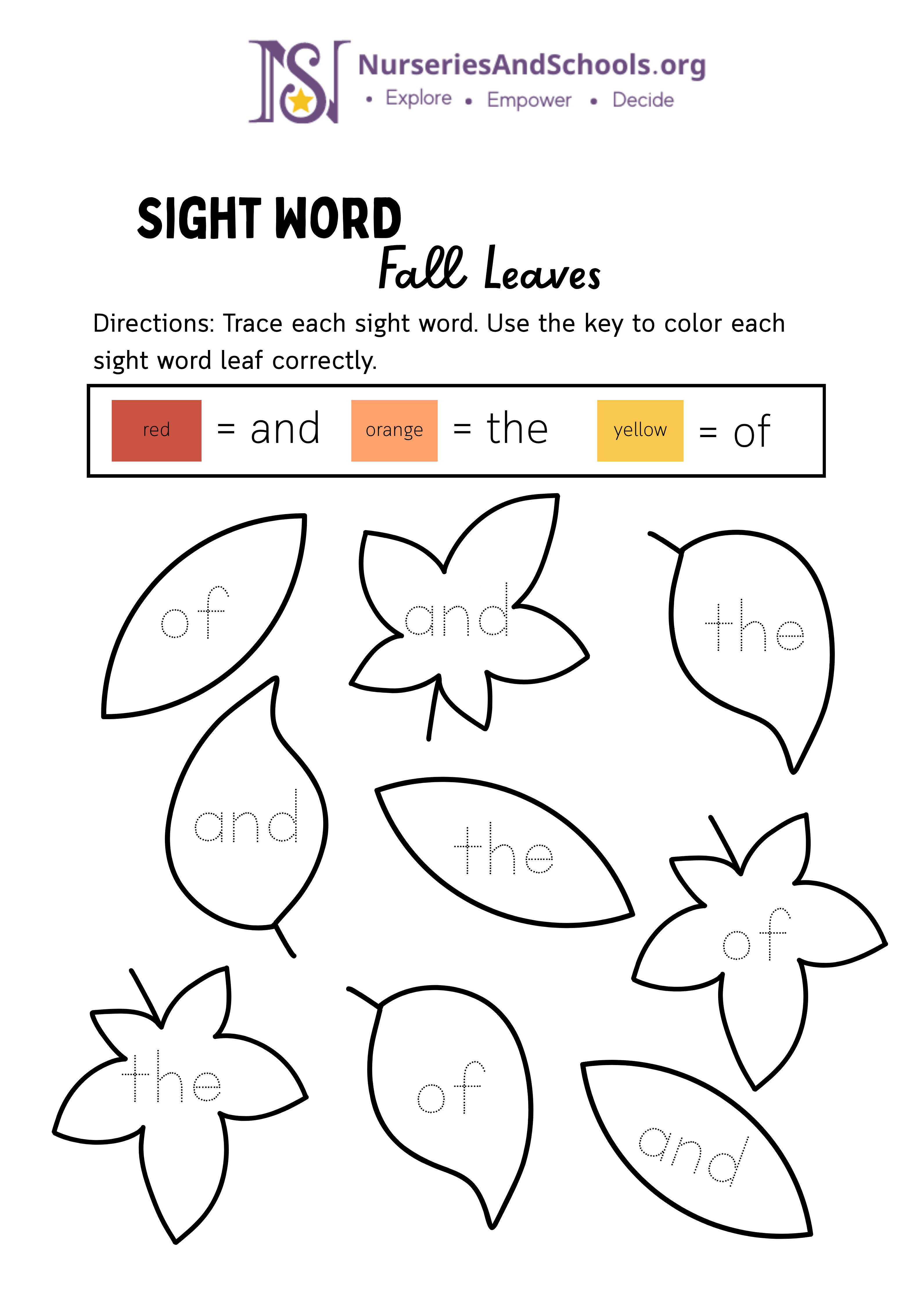 Sight WORD - Fall Leaves
