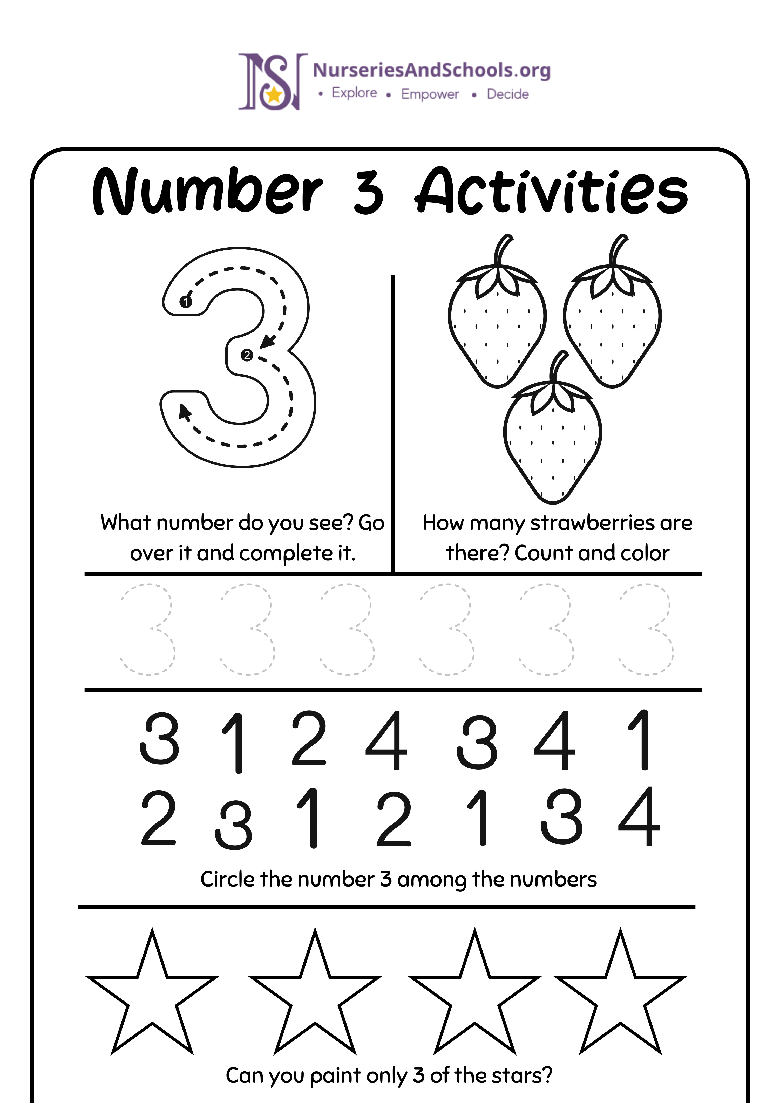 Number 3 Activities