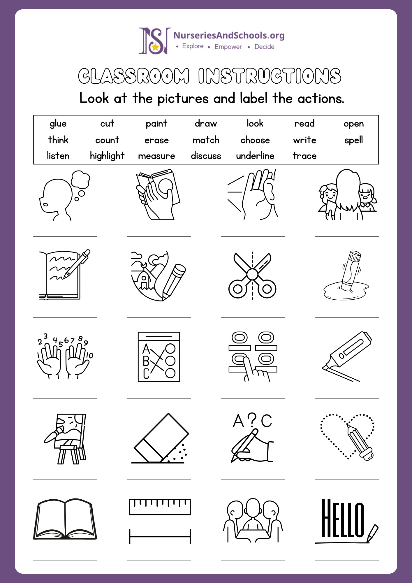 Classroom instructions