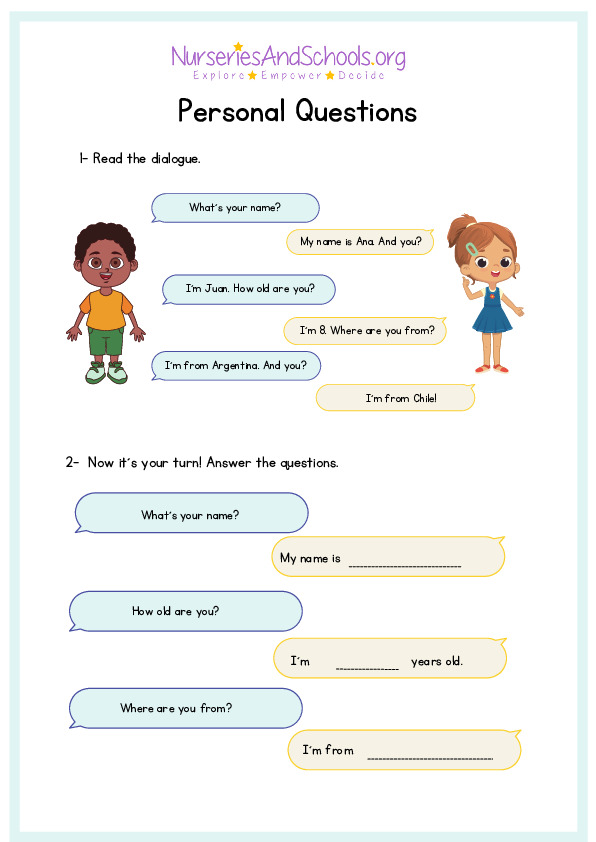 Personal development- worksheet