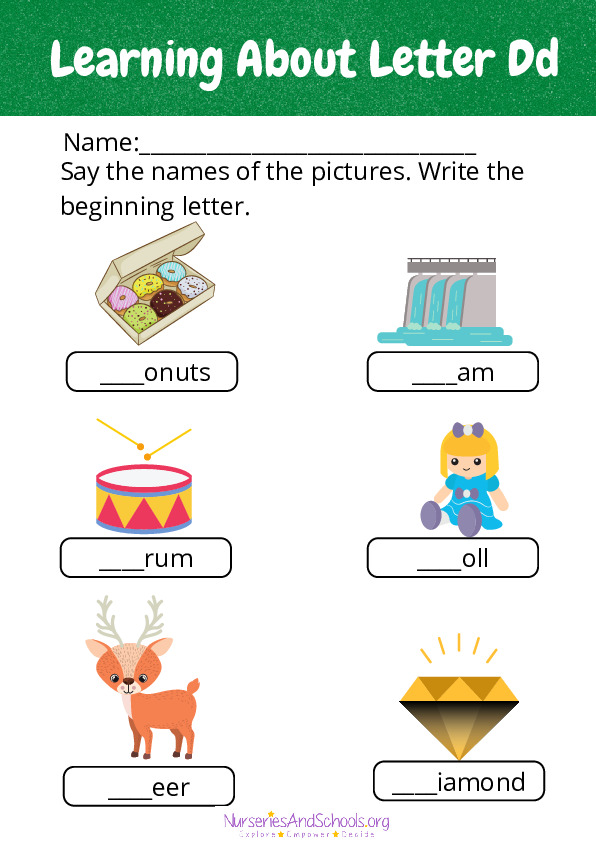 Learning letter D - worksheet