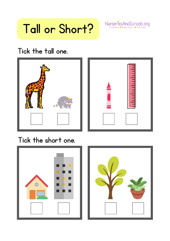 Tall or Short Worksheet