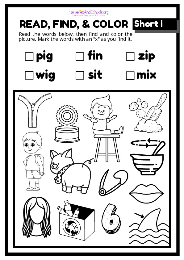 Read, Find, and Color Worksheet