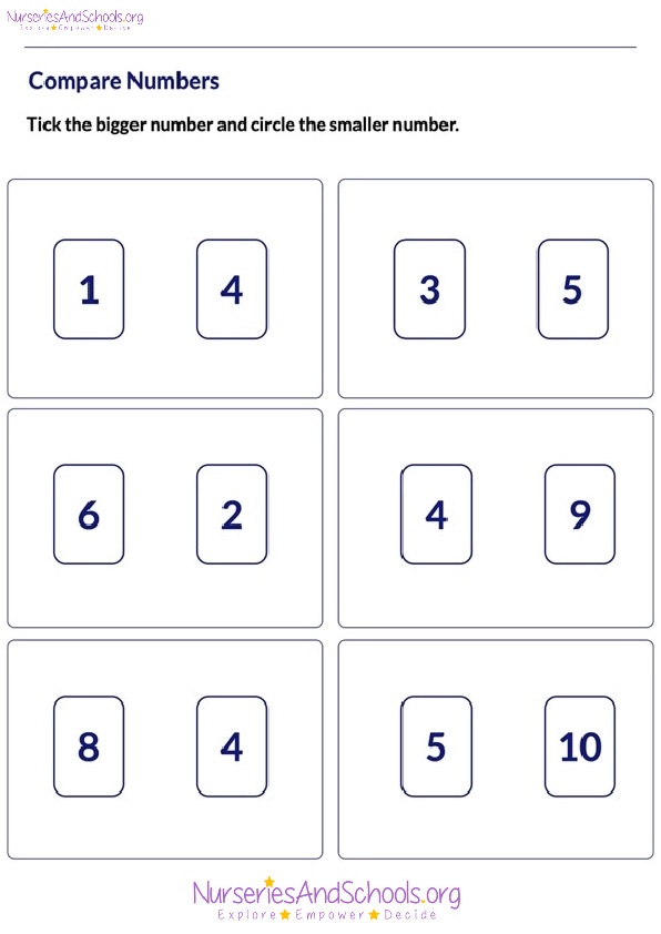 Compare numbers - Maths worksheet