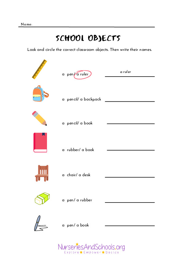 School Objects - English worksheet