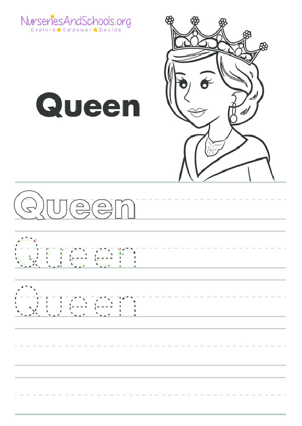 Hand writing practice sheet  - Queens birthday activity
