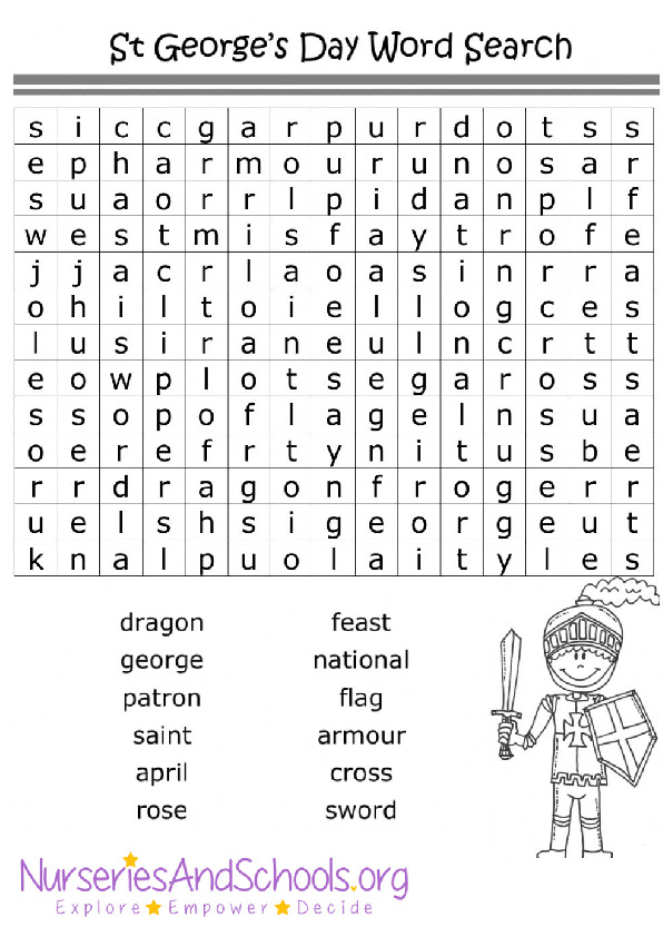 St. George's Day word search