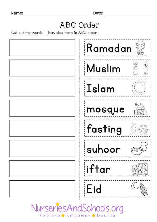 ABC order - Ramadan worksheet