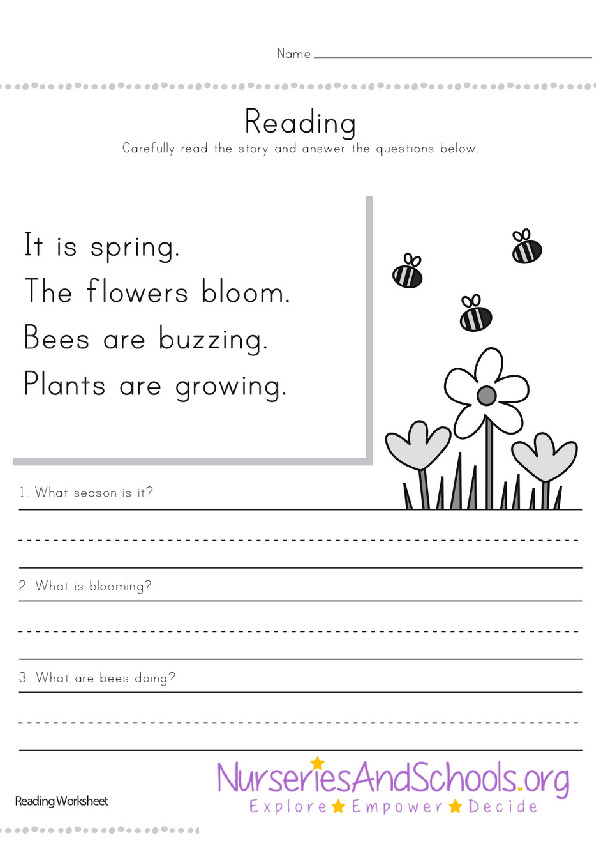 Spring English Reading worksheet