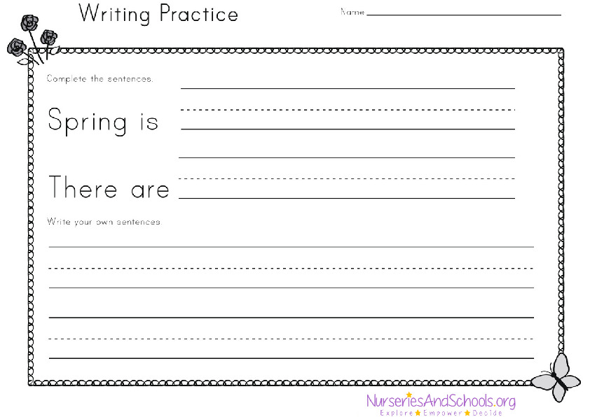 Spring Writing Practice Worksheet