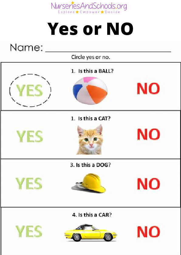 yes or no - SEN worksheet