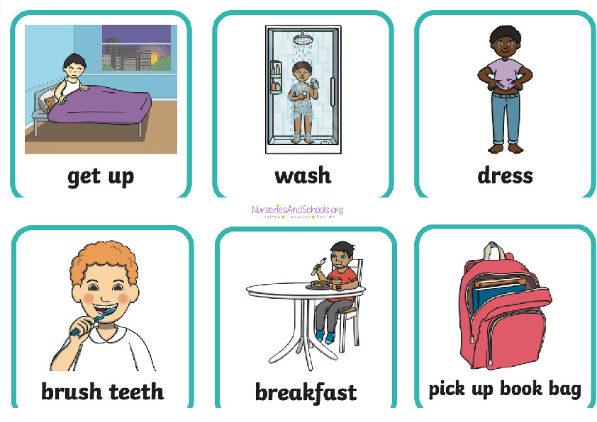Getting ready for school- cards